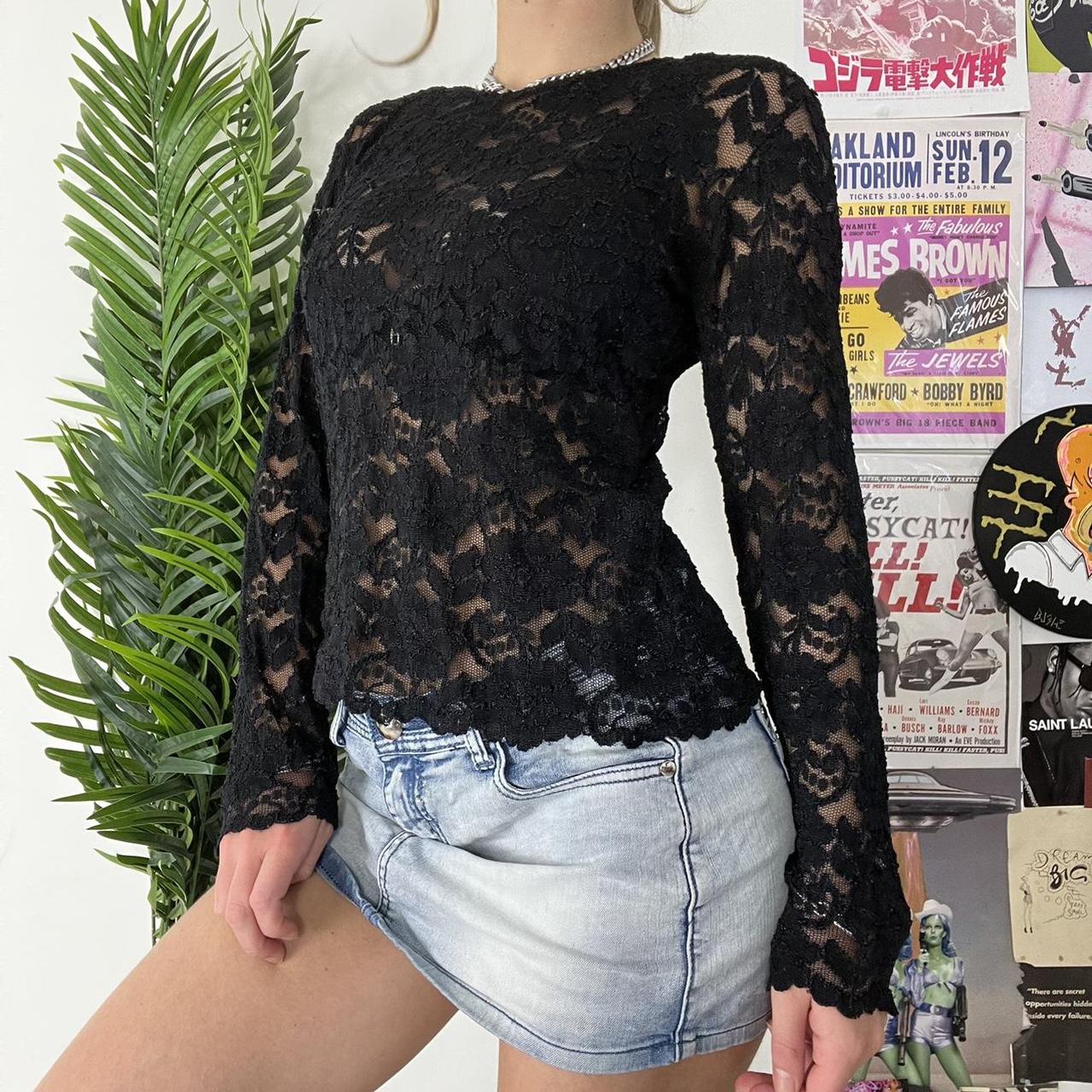 Black lace long sleeve top