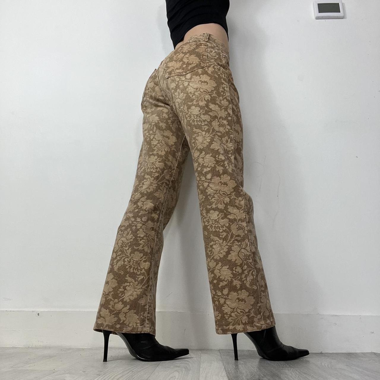 ROBERTO CAVALLI beige print jean trousers