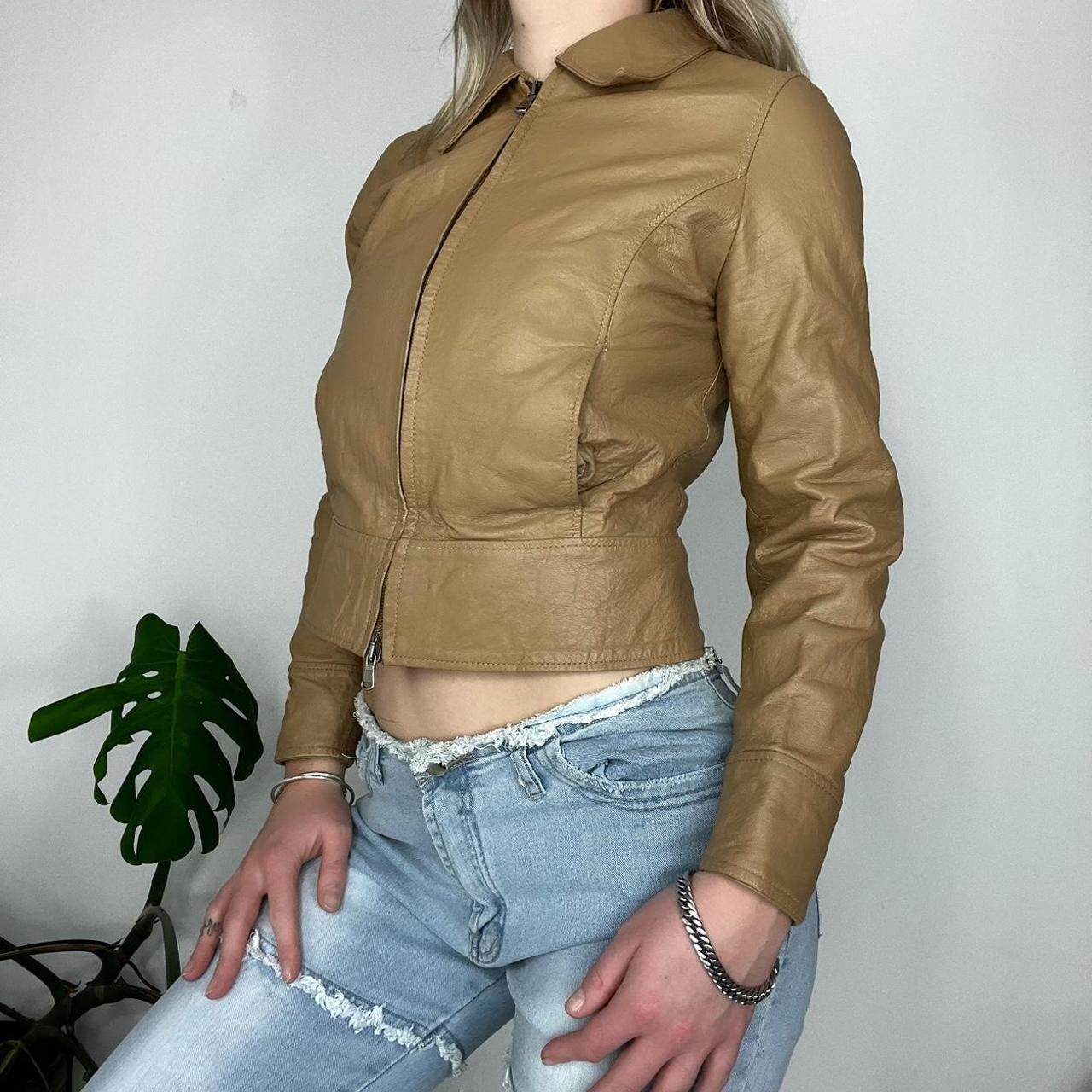 Slightly cropped leather jacket