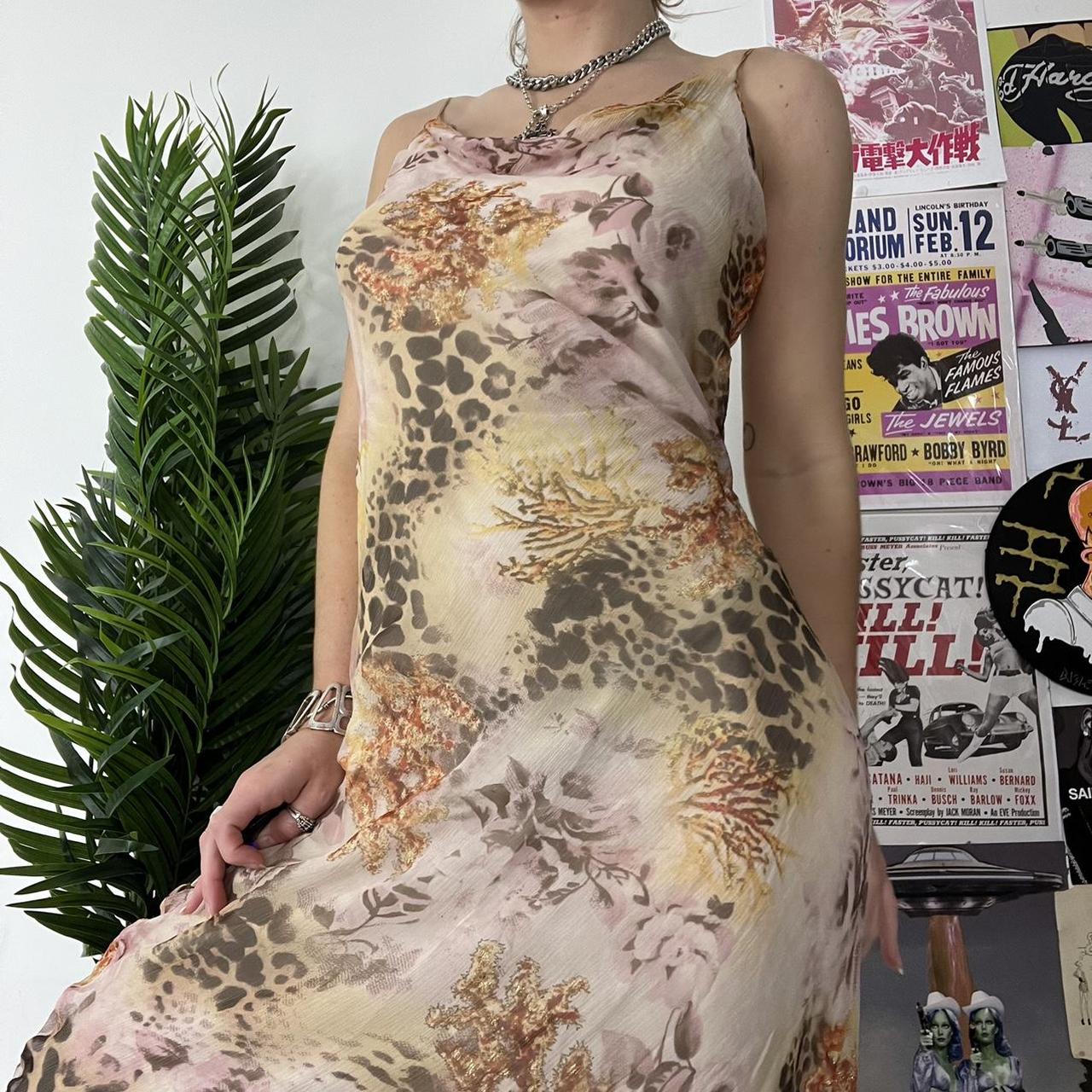 Floral print mesh maxi dress