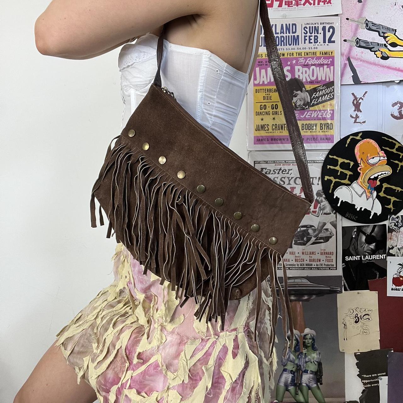 Suede fringe bag