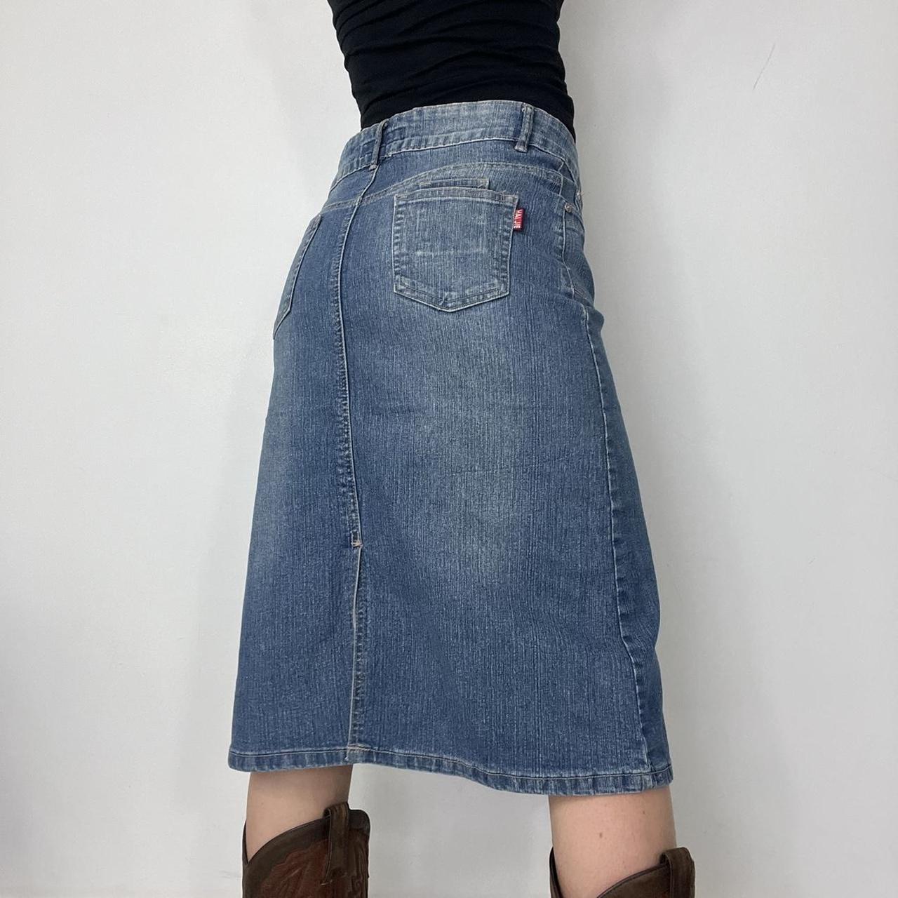 Midaxi blue mid wash denim skirt