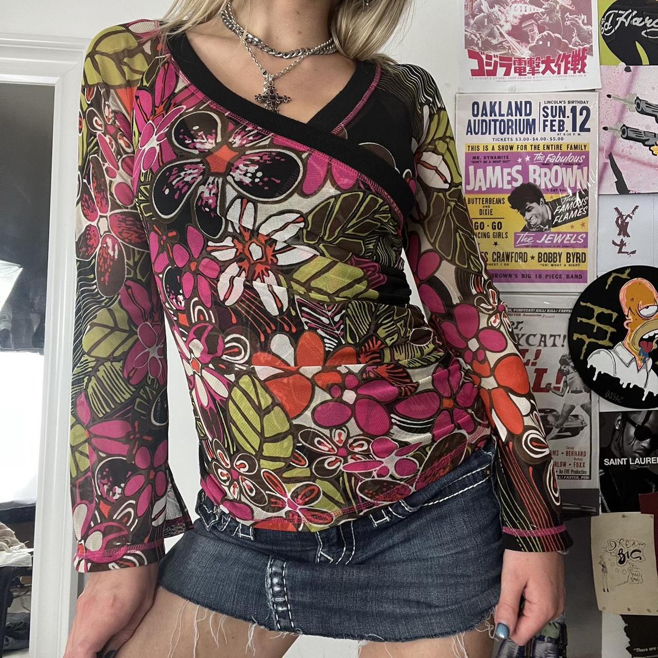 Floral Mesh Wrap Top