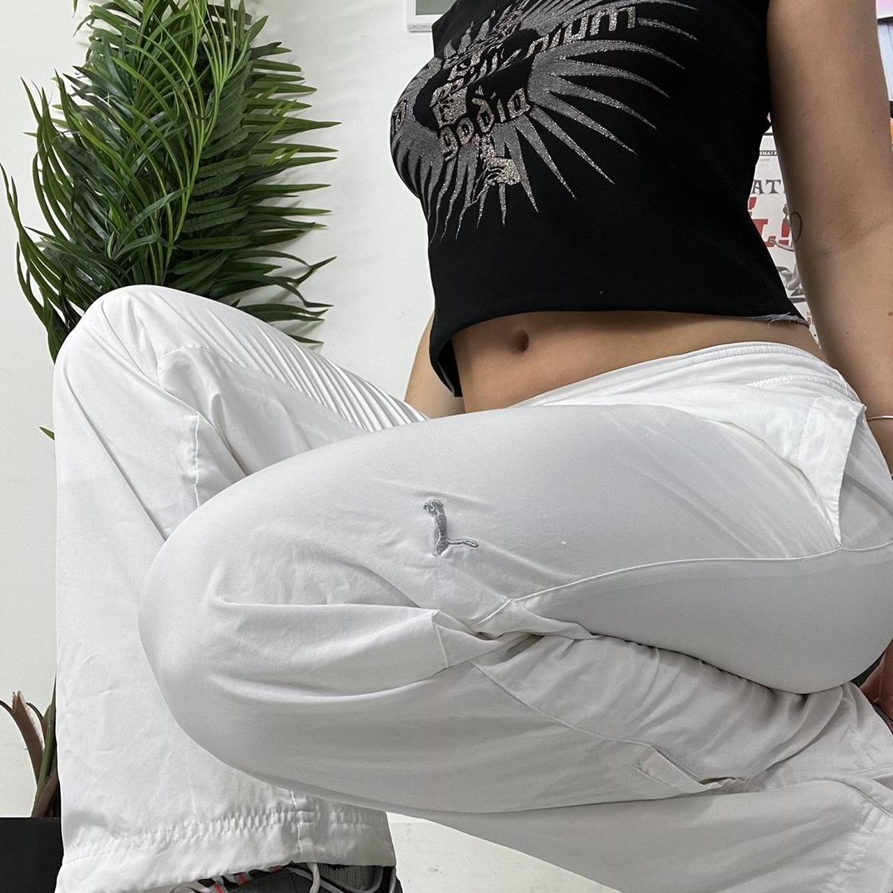 PUMA white low rise nylon track pants