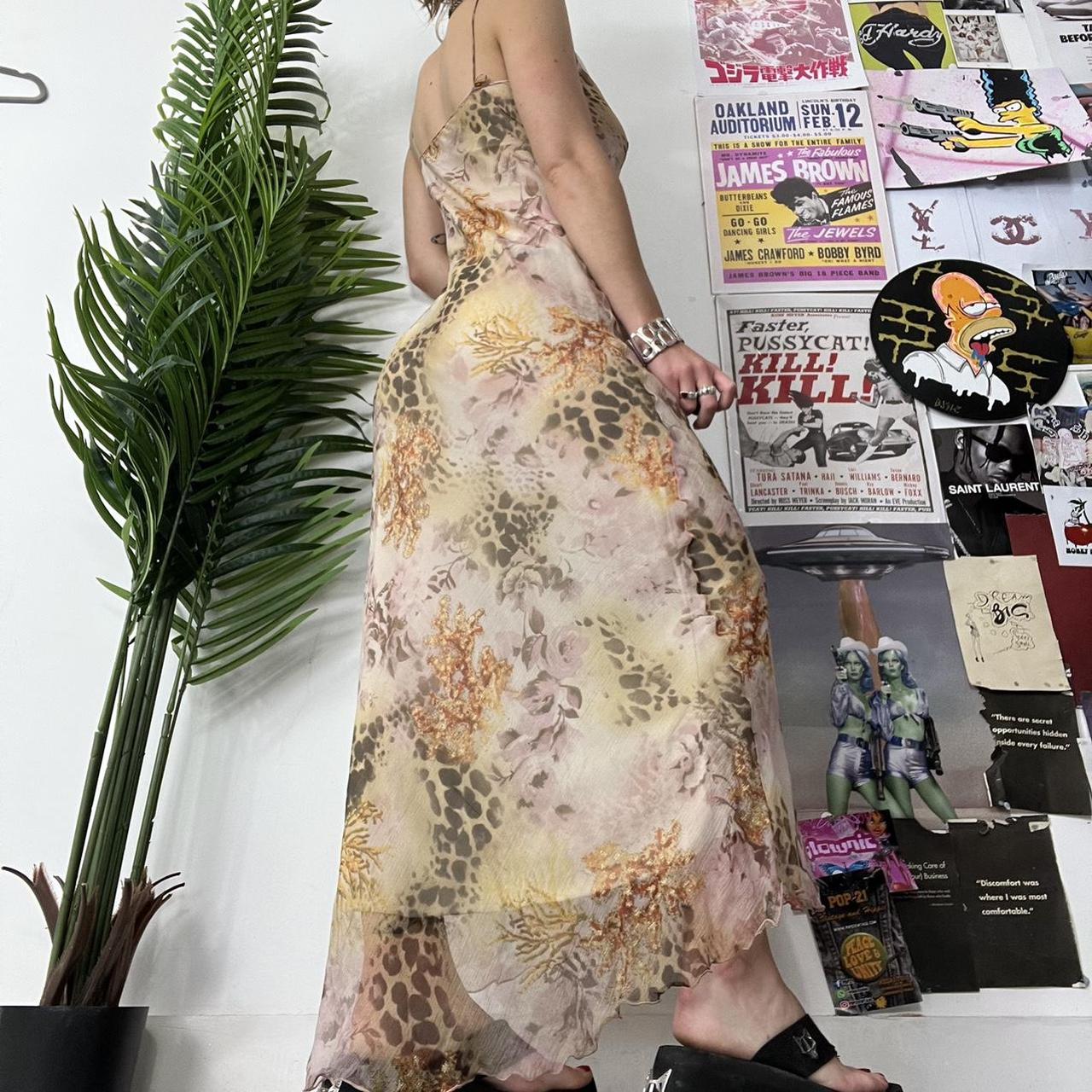 Floral print mesh maxi dress