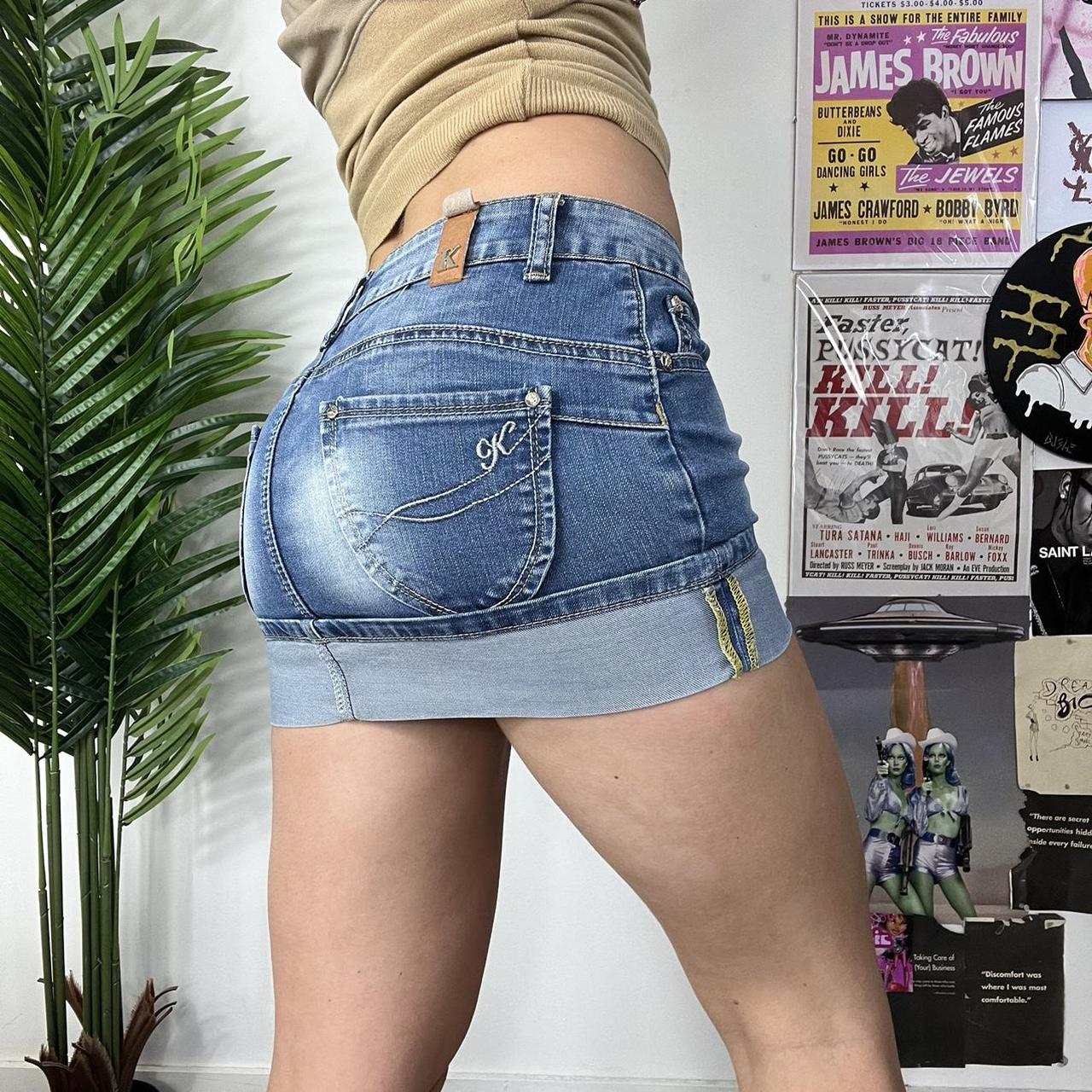 Denim micro mini skirt