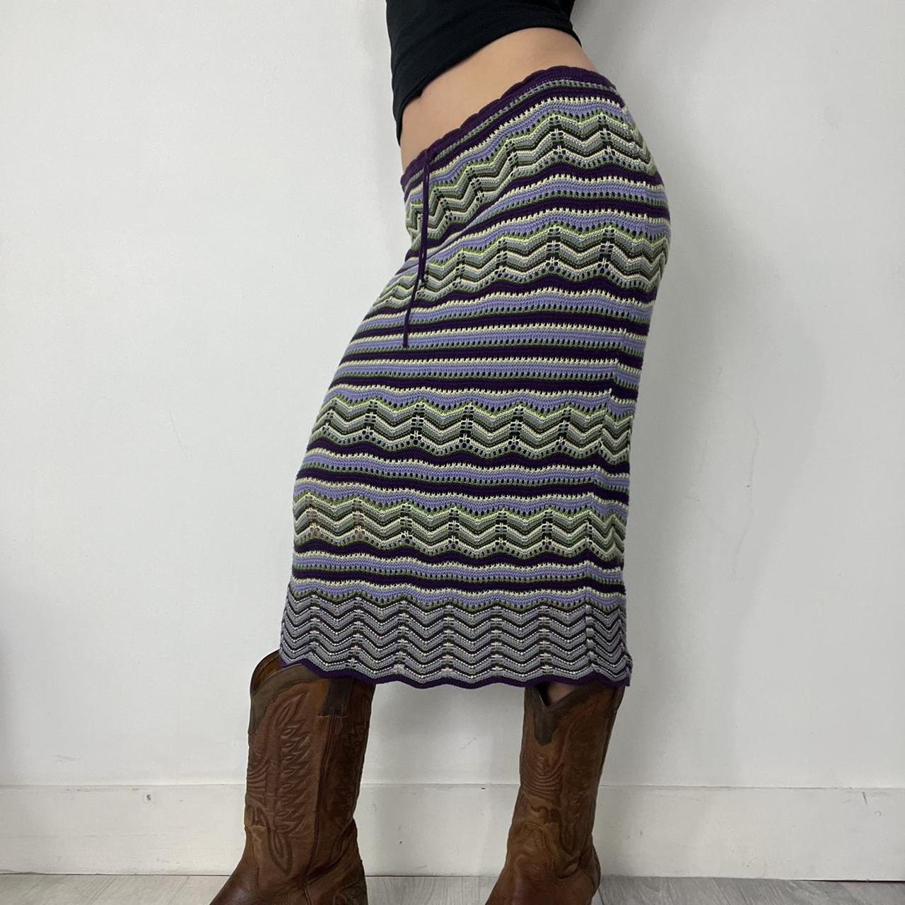 Knitted crochet midi maxi skirt