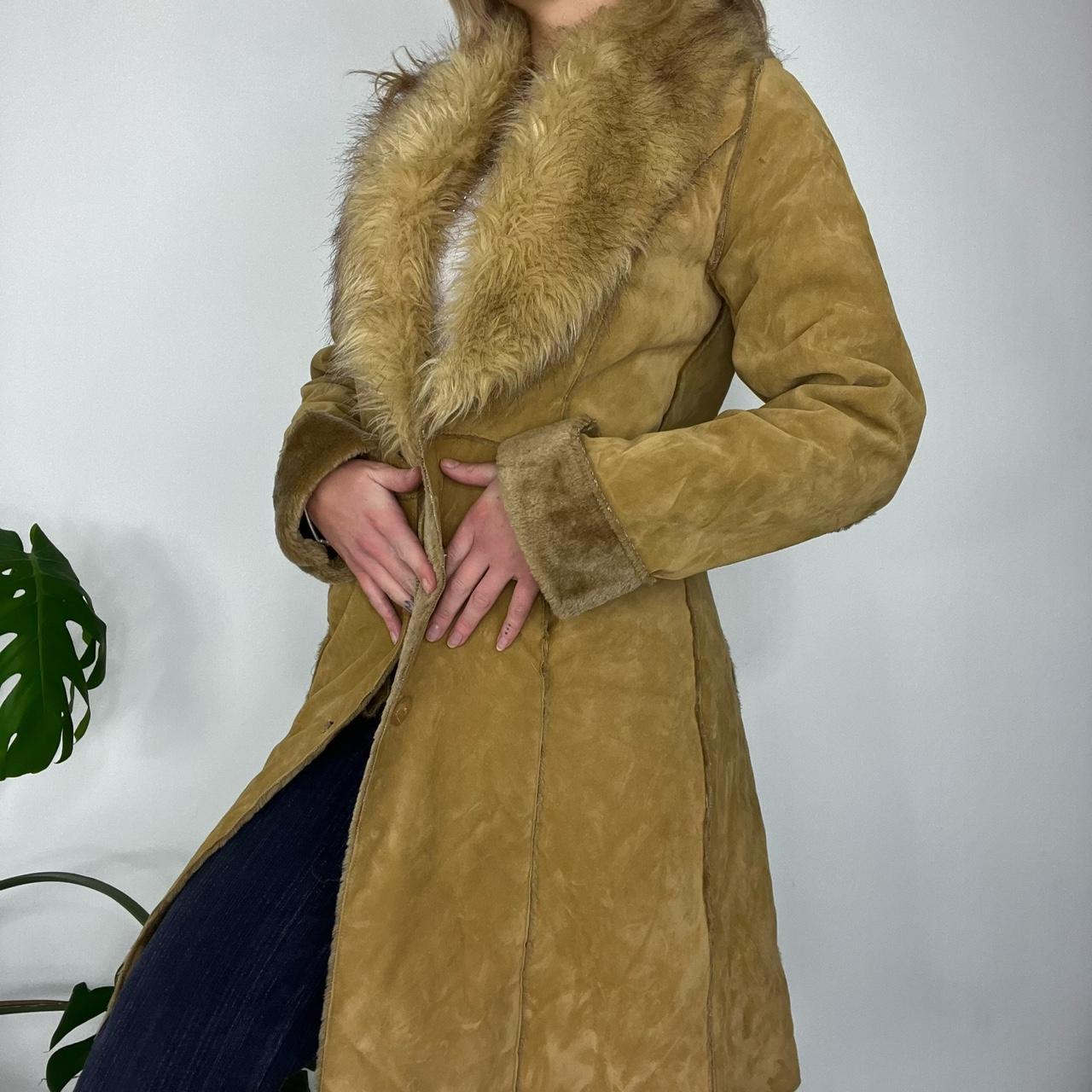 Knee length suede coat