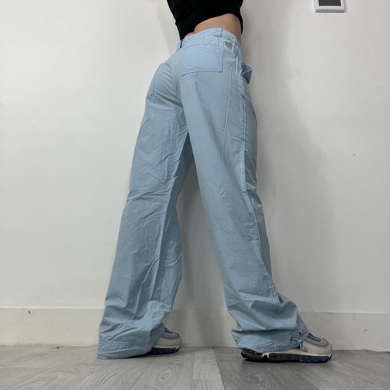 Baby blue wide leg cargo pants