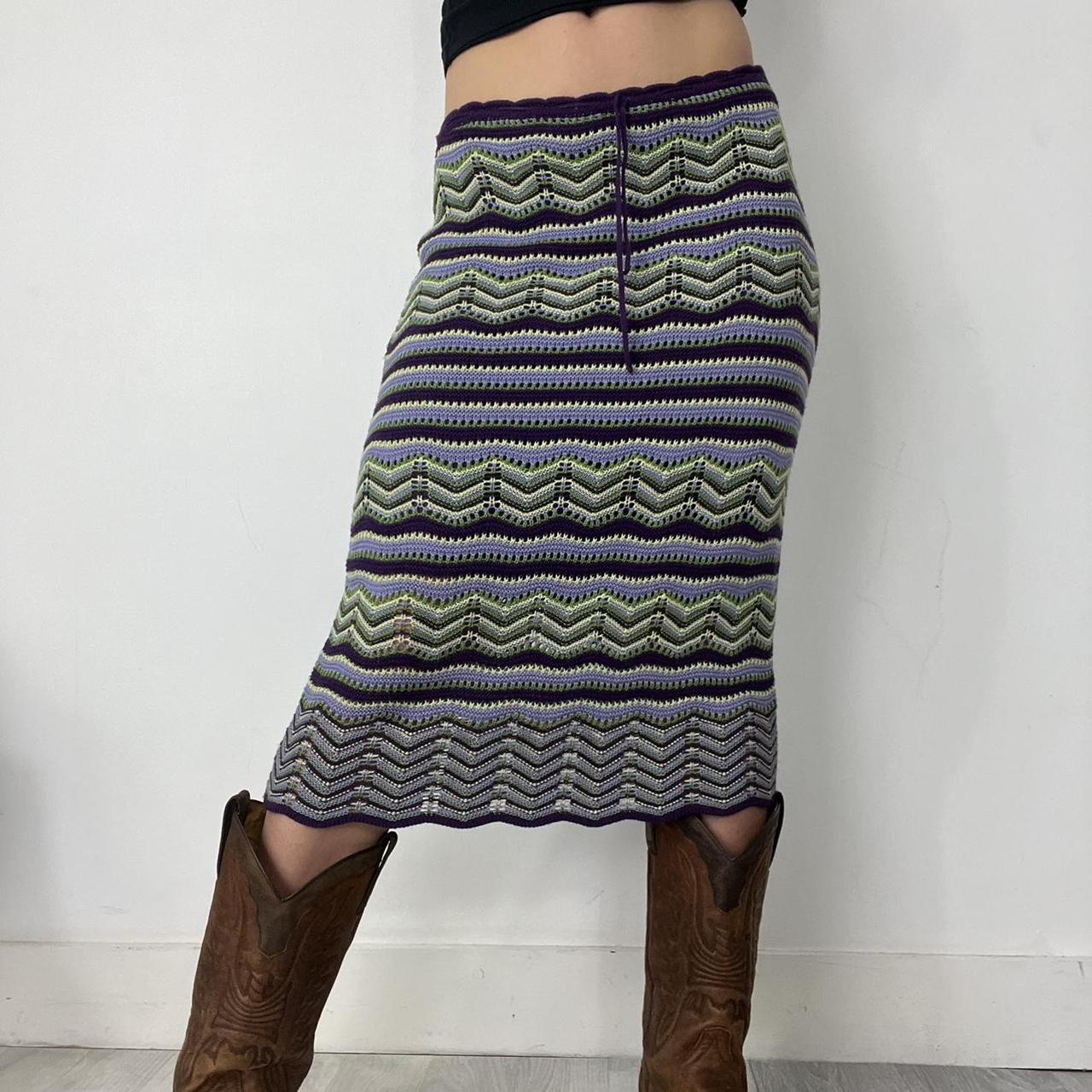 Knitted crochet midi maxi skirt