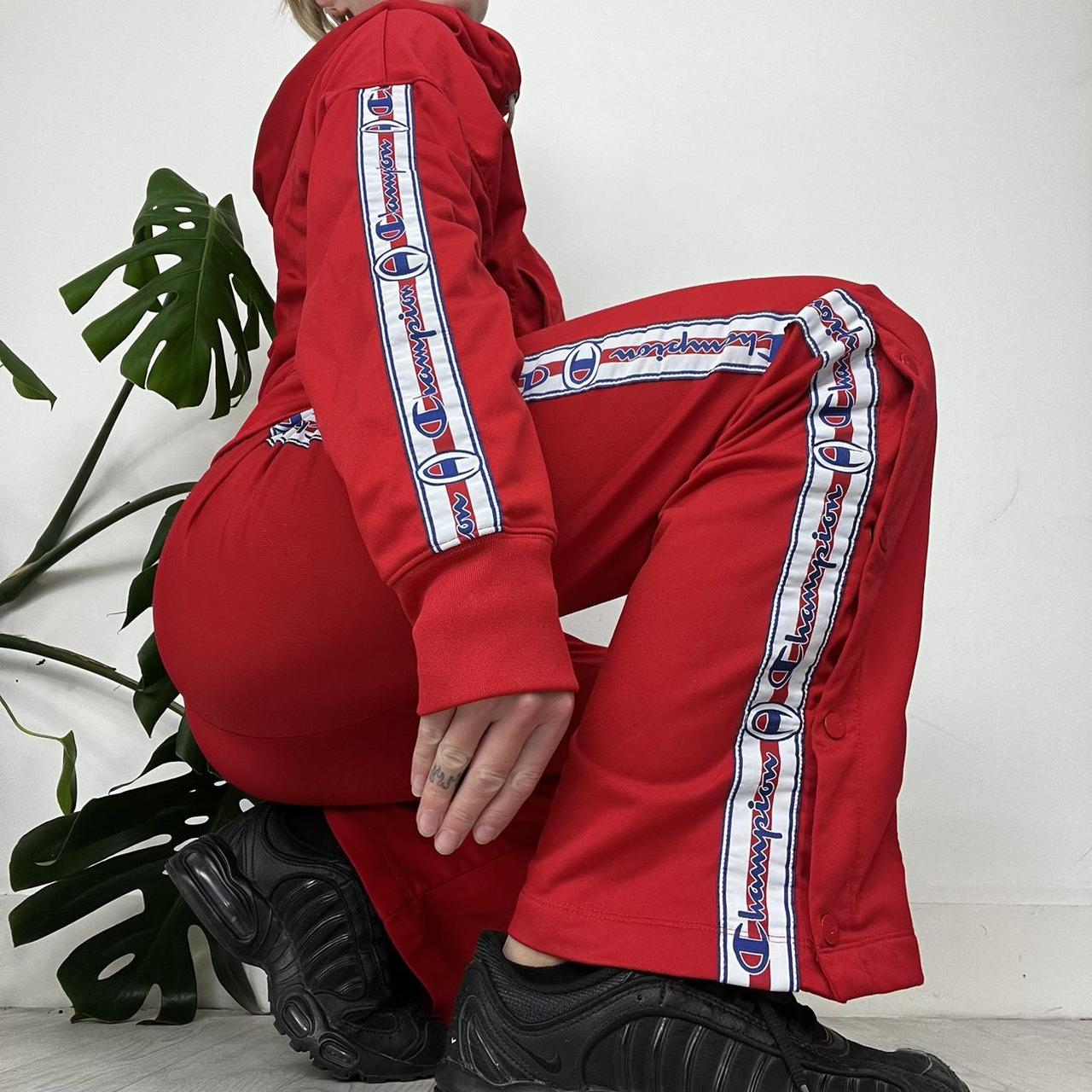 Champion red tracksuit best sale