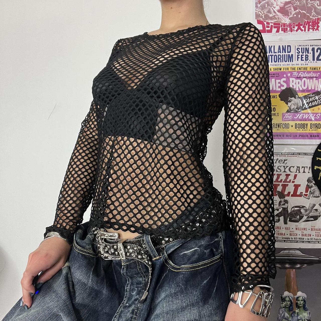 Long sleeve fishnet top