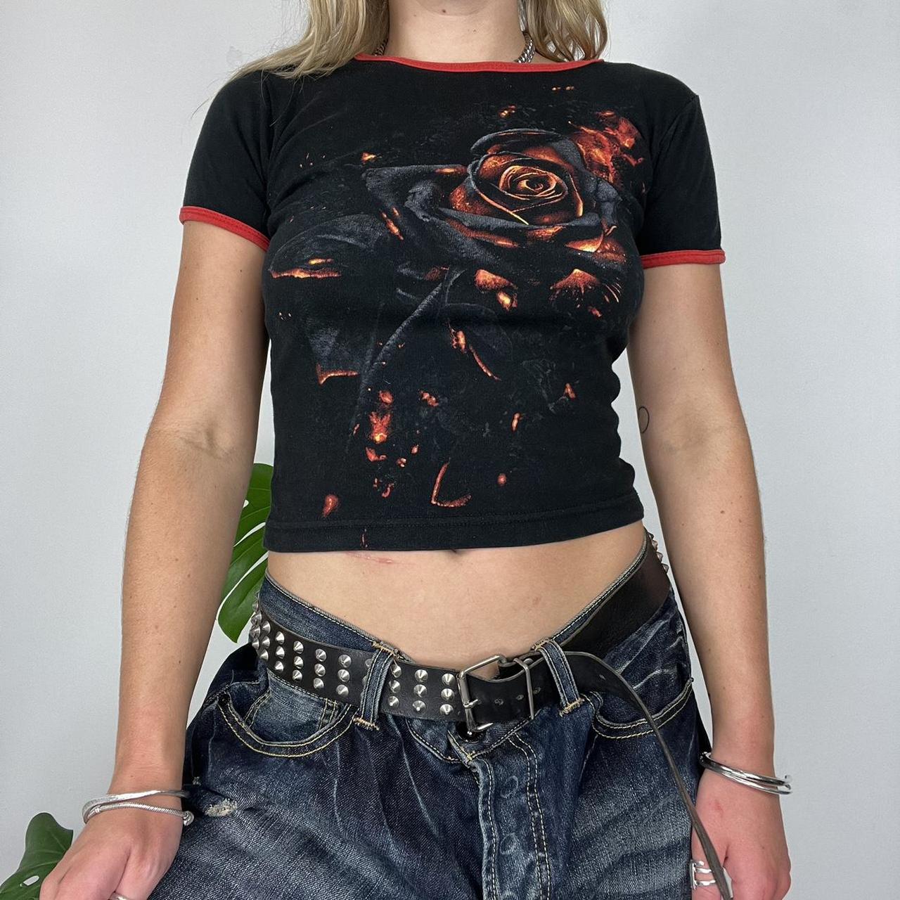 Rose printed baby tee t-shirt