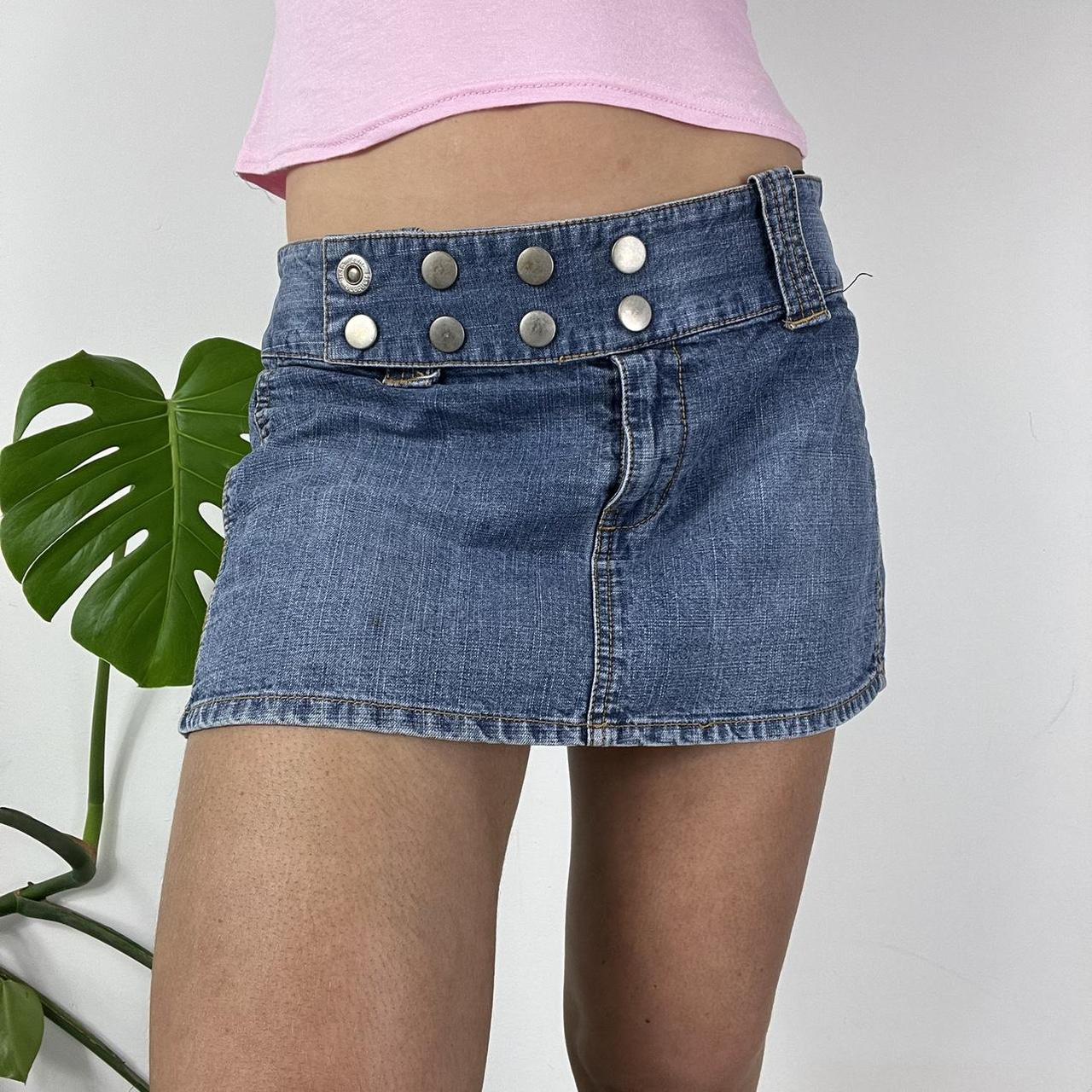 FISHBONE denim micro mini skirt