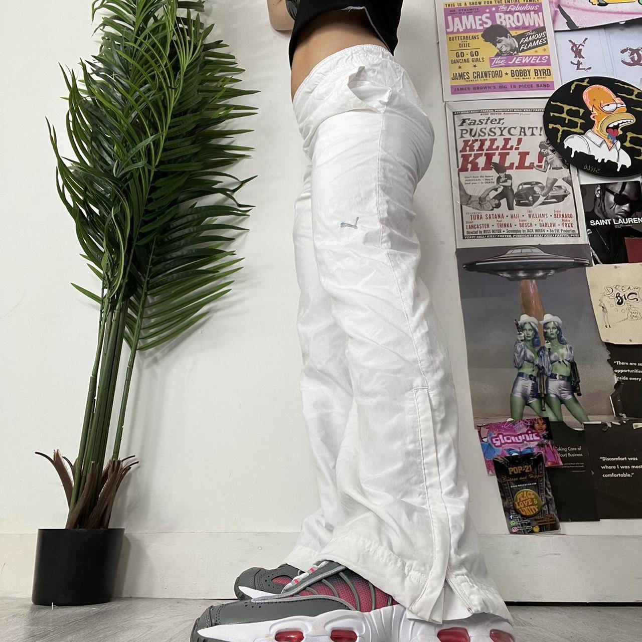 PUMA white low rise nylon track pants