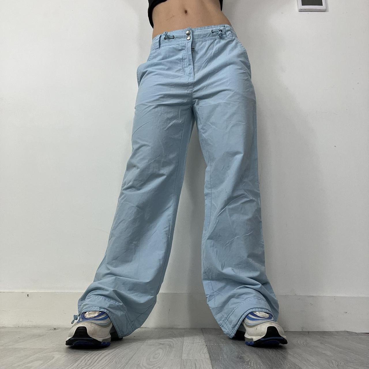 Baby blue wide leg cargo pants