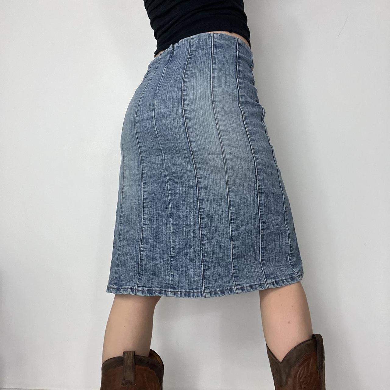 MIDI denim light wash skirt