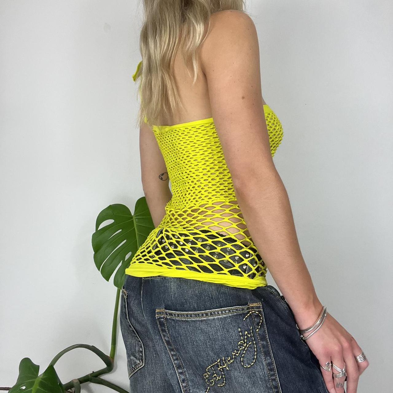 One shoulder  fishnet stretch top