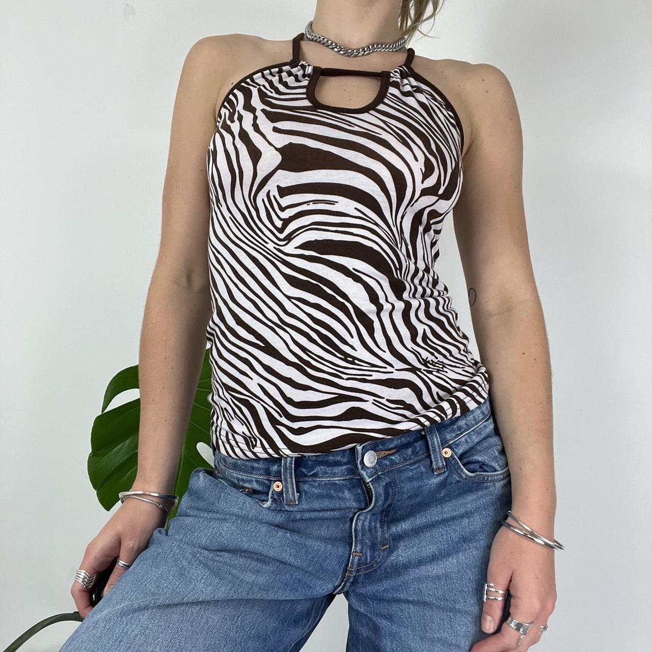 Zebra halter neck strappy vest