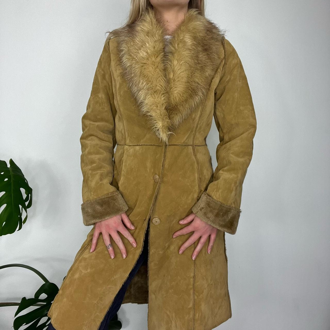 Knee length suede coat